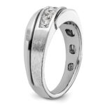 IBGoodman 14k White Gold with Black Rhodium 1/2 carat Lab Grown Diamond VS/SI+ G+ Complete Polished Satin and Grooved Men's Ring - Image 6