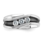 IBGoodman 14k White Gold with Black Rhodium 1/2 carat Lab Grown Diamond VS/SI+ G+ Complete Polished Satin and Grooved Men's Ring - Image 4