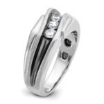 IBGoodman 14k White Gold with Black Rhodium 1/2 carat Lab Grown Diamond VS/SI+ G+ Complete Polished Satin and Grooved Men's Ring - Image 6