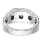 IBGoodman 14k White Gold with Black Rhodium 1/5 carat Lab Grown Diamond VS/SI+ G+ Complete Polished Satin and Grooved Men's Ring - Image 5