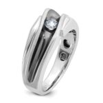 IBGoodman 14k White Gold Men's Polished Satin and Grooved Solitaire Ring Mounting - Image 8