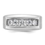 IBGoodman 14k White Gold Men's Polished and Satin 5-Stone 1 Carat AA Quality Diamond Ring - Image 6