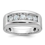 IBGoodman 14k White Gold 1 carat Lab Grown Diamond VS/SI+ G+ Five Stone Complete Polished and Satin Men's Ring