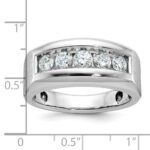IBGoodman 14k White Gold Men's Polished and Satin 5-Stone 1 Carat AA Quality Diamond Ring - Image 3