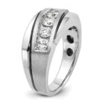 10k White Gold Men's Polished Satin and Grooved Ring Mounting - Image 6
