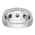 14k White Gold Men's Polished Satin and Grooved Ring Mounting - Image 7
