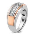 IBGoodman 14k White and Rose Gold Men's Polished and Grooved 5-Stone Ring Mounting - Image 7