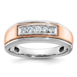 IBGoodman 10k White and Rose Gold Men's Polished 5-Stone 1/4 Carat A Quality Diamond Ring