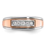 IBGoodman 14k White and Rose Gold Men's Polished 5-Stone Ring Mounting - Image 3