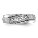 IBGoodman 14k White Gold Polished Satin and Grooved Men's Ring Mounting - Image 5