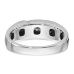 IBGoodman 14k White Gold with Black Rhodium Men's Polished Satin and Grooved 1/4 Carat AA Quality Diamond Ring - Image 7
