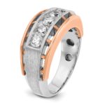 IBGoodman 14k White and Rose Gold Men's Polished Satin and Cut-Out 5-Stone 1 Carat AA Quality Diamond Ring - Image 8