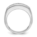 IBGoodman 14k White Gold 1 1/5 carat Lab Grown Diamond VS/SI+ G+ Complete Polished and Satin Three Row Men's Ring - Image 2