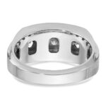 IBGoodman 14k White Gold 1 1/5 carat Lab Grown Diamond VS/SI+ G+ Complete Polished and Satin Three Row Men's Ring - Image 5