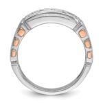 IBGoodman 14k White and Rose Gold Men's Polished and Cut-Out 2-Row 1 Carat AA Quality Diamond Ring - Image 2