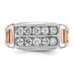IBGoodman 14k White and Rose Gold Men's Polished and Cut-Out 2-Row 1 Carat AA Quality Diamond Ring - Image 6