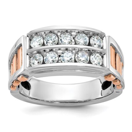 IBGoodman 14k White and Rose Gold Men's Polished and Cut-Out 2-Row Ring Mounting