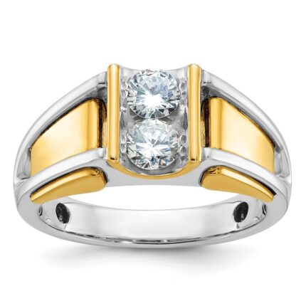 14k Two-tone IBGoodman Men's 3/4 carat Diamond Complete Ring
