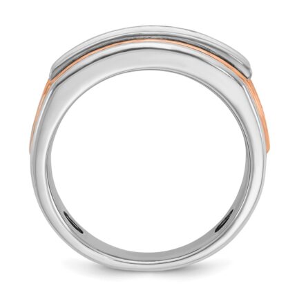 IBGoodman 14k Rose and White Gold Men's Polished Cut-Out 5-Stone 1 Carat AA Quality Diamond Ring