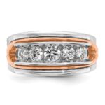 IBGoodman 14k Rose and White Gold Men's Polished Cut-Out 5-Stone Ring Mounting - Image 5