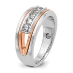 IBGoodman 14k Rose and White Gold Men's Polished Cut-Out 5-Stone 1/2 Carat AA Quality Diamond Ring - Image 8