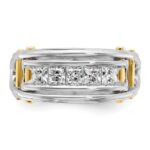 IBGoodman 14k Two-tone Men's Polished and Cut-Out Square 5-Stone Ring Mounting - Image 6