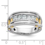 IBGoodman 14k Two-tone Men's Polished and Cut-Out 5-Stone 1 Carat AA Quality Square Diamond Ring - Image 3