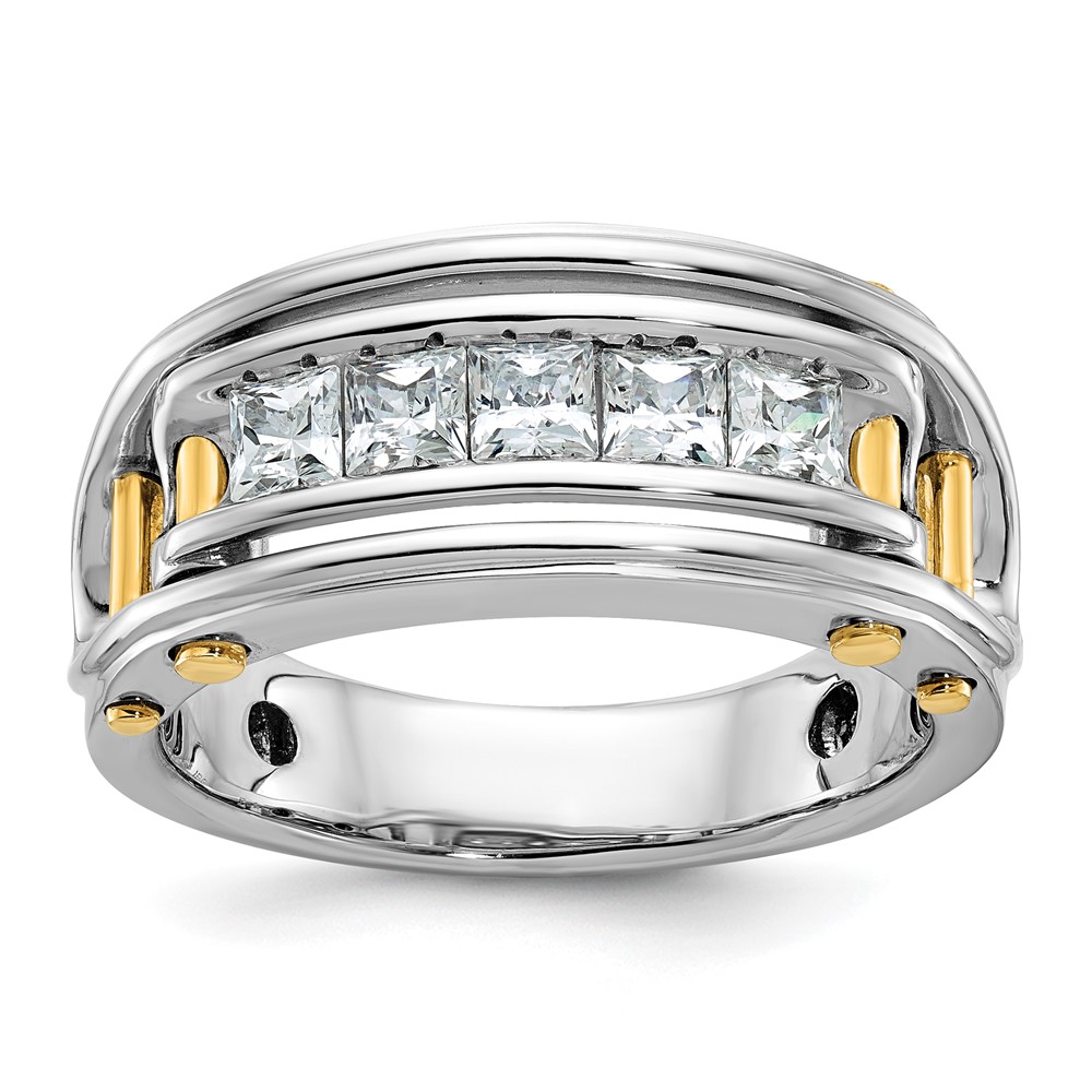 B64086-4WYAA.jpg IBGoodman 14k Two-tone Men's Polished and Cut-Out Square 5-Stone Ring Mounting - Image 1