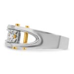 IBGoodman 14k Two-tone Men's Polished Grooved and Cut-Out 5-Stone 1/2 Carat AA Quality Diamond Ring - Image 5