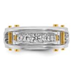 IBGoodman 14k Two-tone Men's Polished Grooved and Cut-Out 5-Stone Ring Mounting - Image 4