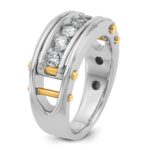 IBGoodman 14k Two-tone Men's Polished Grooved and Cut-Out 5-Stone 1 Carat AA Quality Diamond Ring - Image 8