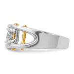 IBGoodman 14k Two-tone 1/2 carat Lab Grown Diamond VS/SI+ G+ Three Stone Complete Polished and Cut Out Men's Ring - Image 3