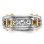 IBGoodman 14k Two-tone 1/2 carat Lab Grown Diamond VS/SI+ G+ Three Stone Complete Polished and Cut Out Men's Ring - Image 4
