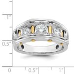 IBGoodman 14k Two-tone Men's Polished 3-Stone 1 Carat AA Quality Diamond Ring - Image 4