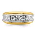 IBGoodman 14k Two-tone Men's Polished and Grooved 5-Stone Ring Mounting - Image 5