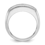 14k White Gold IBGoodman Men's Polished & Satin 3-Row Ring Mounting - Image 2