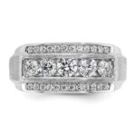 14k White Gold IBGoodman Men's Polished & Satin 3-Row Ring Mounting - Image 6