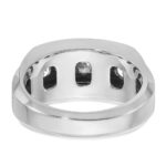 IBGoodman 14k White Gold 1 7/8 carat Lab Grown Diamond VS/SI+ G+ Complete Polished and Satin Three Row Men's Ring - Image 5