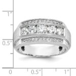 IBGoodman 14k White Gold Men's Polished and Satin 3-Row 2 1/8 Carat AA Quality Diamond Ring - Image 3