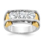 14k Two-tone IBGoodman Men's Polished 3-Stone Ring Mounting