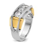 14k Two-tone IBGoodman Men's Polished 3-Stone Ring Mounting - Image 8