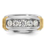 IBGoodman 14k Two-tone Men's Polished and Textured 5-Stone 1 Carat AA Quality Diamond Ring - Image 6
