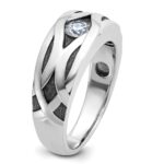 IBGoodman 14k White Gold with Black Rhodium Men's Polished Satin and Grooved 3/8 Carat AA Quality Diamond Ring - Image 8