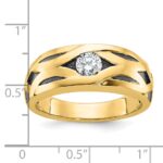 14k IBGoodman Men's Polished Satin and Grooved Ring Mounting - Image 3