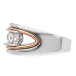 IBGoodman 14k Two Tone Rose and White Gold 1 1/2 carat Lab Grown Diamond VS/SI+ G+ Complete Five Stone Cut Out Men's Ring - Image 3