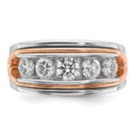 IBGoodman 14k Two Tone Rose and White Gold 1 1/2 carat Lab Grown Diamond VS/SI+ G+ Complete Five Stone Cut Out Men's Ring - Image 4