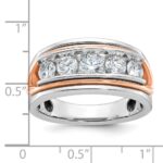 IBGoodman 14k White and Rose Gold Men's Polished and Cut-Out 5-Stone Ring Mounting - Image 3