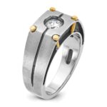 14k Two-tone IBGoodman Men's Polished and Satin 1/2 carat Diamond Complete Ring - Image 8