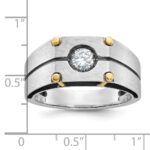 14k Two-tone IBGoodman Men's Polished and Satin 1/2 carat Diamond Complete Ring - Image 3