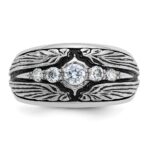 IBGoodman 14k White Gold with Black Rhodium Men's Polished and Textured 5-Stone 1/2 Carat AA Quality Diamond Ring - Image 6